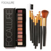 FOCALLURE 10 Colors Nuder Warm Eyeshadow Palette 8PCS Brushes Eye Shadow Blush Powder Eyeliner Lip Eyebrow Brush