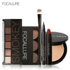 FOCALLURE 6Pcs Pro Face Makeup Set Eyebrow Powder Palette Eyeliner Eyeshadow Palette Sexy Matte Lip Sticker with 1Pcs Brush