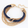 Free Shipping Bohemian Temperament Woven Gold Color Chain Braided Rope Multilayer Bracelet Women Jewelry Accessories