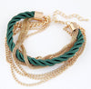 Free Shipping Bohemian Temperament Woven Gold Color Chain Braided Rope Multilayer Bracelet Women Jewelry Accessories