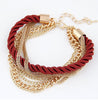 Free Shipping Bohemian Temperament Woven Gold Color Chain Braided Rope Multilayer Bracelet Women Jewelry Accessories