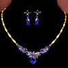 Mother's Day Gift Luxury Gold-color CZ Crystal Necklace Drop Earrings Flower Pendant Jewelry Wedding Jewelry Sets Free shipping
