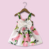 New 2017 Flower Floral Print Bow Girls Dress Summer Infant Newborn Baby Girl Dress Child Sleeveless Birthday Dresses Kids JW1017