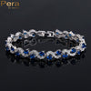 Pera 5 Color Options Fashion Ladies Sterling Silver Cubic Zirconia Royal Blue Stone Bracelets Jewelry For Christmas Gift B017