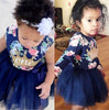 Elegant Girl Dress Girls 2017 Summer Fashion One Printed Lace Big Bow Party Tulle Flower Princess Wedding Dresse Baby Girl dress