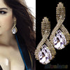 Bluelans Charming Women's Sparkling Rhinestone Luxury Waterdrop Crystal Golden Drop Earrings