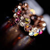 Austrian Crystal Stellux Gold Color Flower Pattern Love Women Lady Cute Round Multicolor Ring Elegant Fashion Jewelry R064