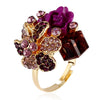 H:HYDE Purple flower ring for women hot sale crystal fashion party ring colorful jewelry trendy resin adjustable women's ring