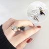 DoreenBeads Summer Chic Open Rings for Woman Girl Black Tassel Pendant with Clear Rhinestone 17.9mm( 6/8")(US size 7.5), 1 Piece