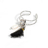 DoreenBeads Summer Chic Open Rings for Woman Girl Black Tassel Pendant with Clear Rhinestone 17.9mm( 6/8")(US size 7.5), 1 Piece