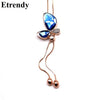 Fine Statement Crystal Butterfly Tassel Long Necklace Women 2017 New Jewelry Bijoux Necklaces & Pendants