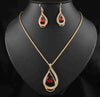 NEW STYLISH  Water RED Gold Filled Austrian Crystal Chain Jewelry Set Necklace Earrings Wedding Set Gift