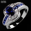 FATPIG Wedding Jewelry  Women Fashion Rings Elegant Size 7 8 9 Jewelry Blue Stone White Filled Women's Rings