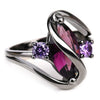 Trendy Pink Engagement Wedding Rings For Women Horse Eye Cz Black Gold Rings Party Jewelry Bague Femme Anillos