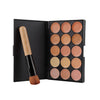 Professional make up tool set 15 Color Face Makeup Cosmetic Concealer Palette $ Wood Handle Flat Angled Brush kit Make up Set