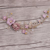 Sweet Long Hair Flower Wedding Hair Ornaments Gold Purple Series Bride Headdress Handmade Bridal Party Wedding Hair Decoration
