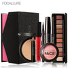 FOCALLURE 8Pcs Cosmetics Makeup Set Powder Eye Makeup Eyebrow Pencil Volume Mascara Sexy Lipstick Blusher Tool Kit for Daily Use