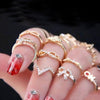 FAMSHIN 2016 New 1 Set 7 pcs Women's Rhinestone Bowknot Knuckle Midi Mid Finger Tip Stacking Rings