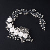 Hair Accessories For Women Pearl Flower Hairband Wedding Bride Tiaras Crown Length Headband Noiva Hair pinHair Jewelry Hair Comb