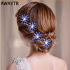 AWAYTR 5Pcs Romantic Bridal Rhinestone Flower Hair Clip Hair Jewelry For Women Wedding Bridesmaid Hairpins Hair Accessories