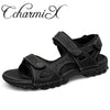 CcharmiX Big Size 48 Mens Sandals Genuine Leather Summer Beach Dress Mens Fashion Sandals Outdoor Men Shoes Black Light Sandals