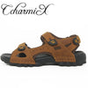 CcharmiX Big Size 48 Mens Sandals Genuine Leather Summer Beach Dress Mens Fashion Sandals Outdoor Men Shoes Black Light Sandals