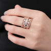 5Pcs/set Women Wedding Jewelry Vintage Sparkly Rose Gold Crystal Rhinestone Stackable Rings