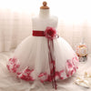 Flower Baby Girl Dress Toddler Kids Girl 1-2 Years Birthday Dresses with Flower Hem Newborn Baptism Clothing Infant Baby Clohtes