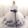 Flower Baby Girl Dress Toddler Kids Girl 1-2 Years Birthday Dresses with Flower Hem Newborn Baptism Clothing Infant Baby Clohtes