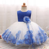 Flower Baby Girl Dress Toddler Kids Girl 1-2 Years Birthday Dresses with Flower Hem Newborn Baptism Clothing Infant Baby Clohtes