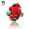 Hot Sale Retro Original Ring For Women 2017 Chinese knot National Wind Ring finger Red Rose FLOWER Handmade Jewelry Female