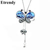 Blue Crystal Butterfly Necklace Women Long Necklaces & Pendants New Fashion Jewelry Wholesale