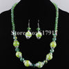 Free Shipping Blue Green Black Grey Red Purple Clear Crystal Lampwork Glass Round Beads Necklace Earrings Jewelry Set TBM313