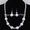 Free Shipping Blue Green Black Grey Red Purple Clear Crystal Lampwork Glass Round Beads Necklace Earrings Jewelry Set TBM313