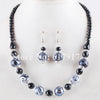 Free Shipping Blue Green Black Grey Red Purple Clear Crystal Lampwork Glass Round Beads Necklace Earrings Jewelry Set TBM313