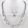 Free Shipping Blue Green Black Grey Red Purple Clear Crystal Lampwork Glass Round Beads Necklace Earrings Jewelry Set TBM313