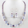 Free Shipping Blue Green Black Grey Red Purple Clear Crystal Lampwork Glass Round Beads Necklace Earrings Jewelry Set TBM313