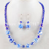 Free Shipping Blue Green Black Grey Red Purple Clear Crystal Lampwork Glass Round Beads Necklace Earrings Jewelry Set TBM313