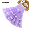 Artishare Girls Dress Summer Flower Kids Girls Dresses Vestidos Wedding Party With Bow Teenage Baby Clothes Birthday Clothing