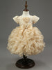 Baby Girls Champagne Bowknot formal Holes Decorated Flower Girl Dress Princess Tutu Autumn Winter Short Sleeve Kids Clothing