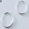 1 Pair Simple Shiny Smooth Small Wave Big Wave Hoop Snap Closure Circle Earrings