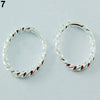 1 Pair Simple Shiny Smooth Small Wave Big Wave Hoop Snap Closure Circle Earrings