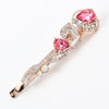 1 PC hair clip women flower rhinestones blue pink purple girls hot brand hairclip K9 crystal stones golden alloy head jewelry