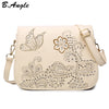 High quality flowers and butterfly Hollow Out messenger bag women bag cross body bag school bag Saddle PU Leather